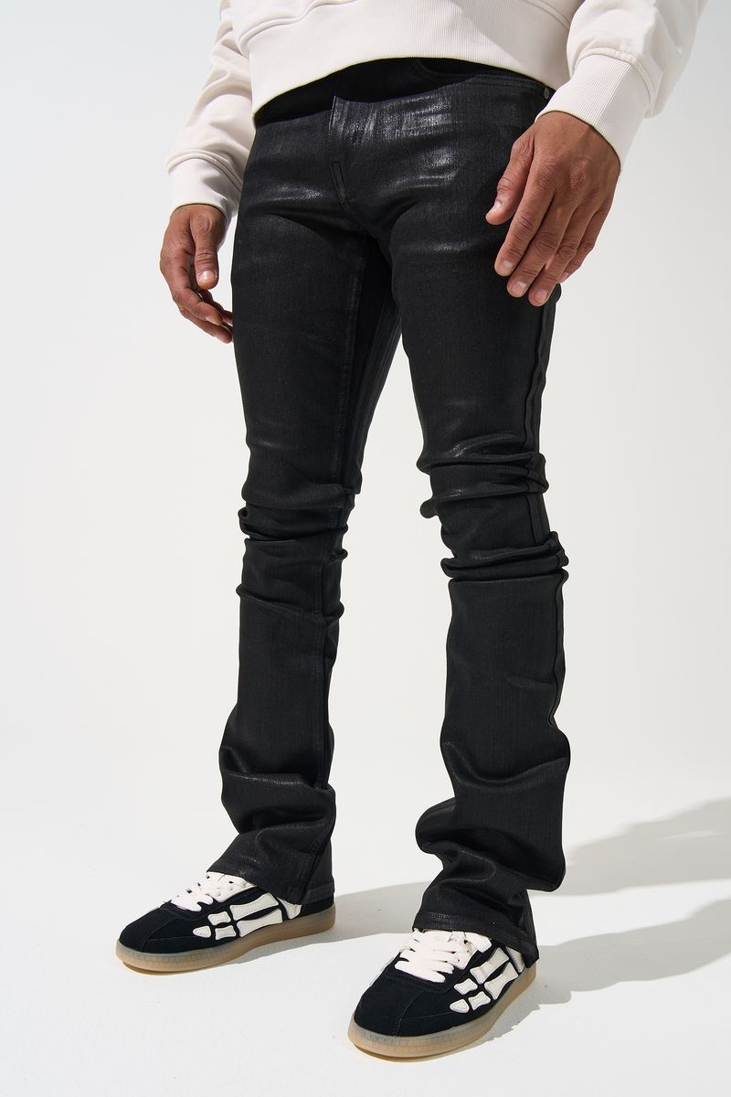SERENEDE - ONYX COATED BLACK Stacked Jeans