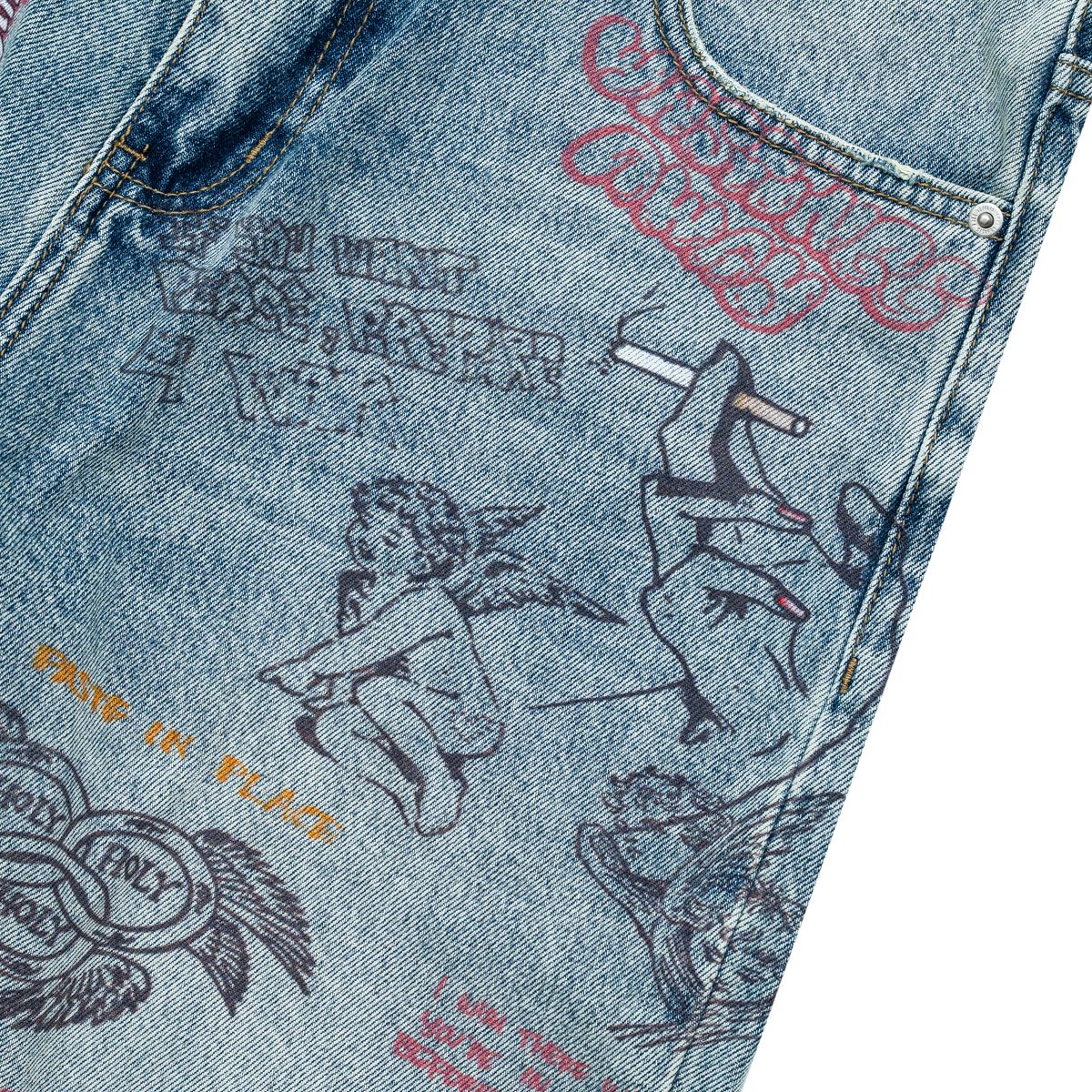 FREE REFILLS- GRAFFITI JEANS BLUE WASH