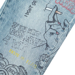 FREE REFILLS- GRAFFITI JEANS BLUE WASH