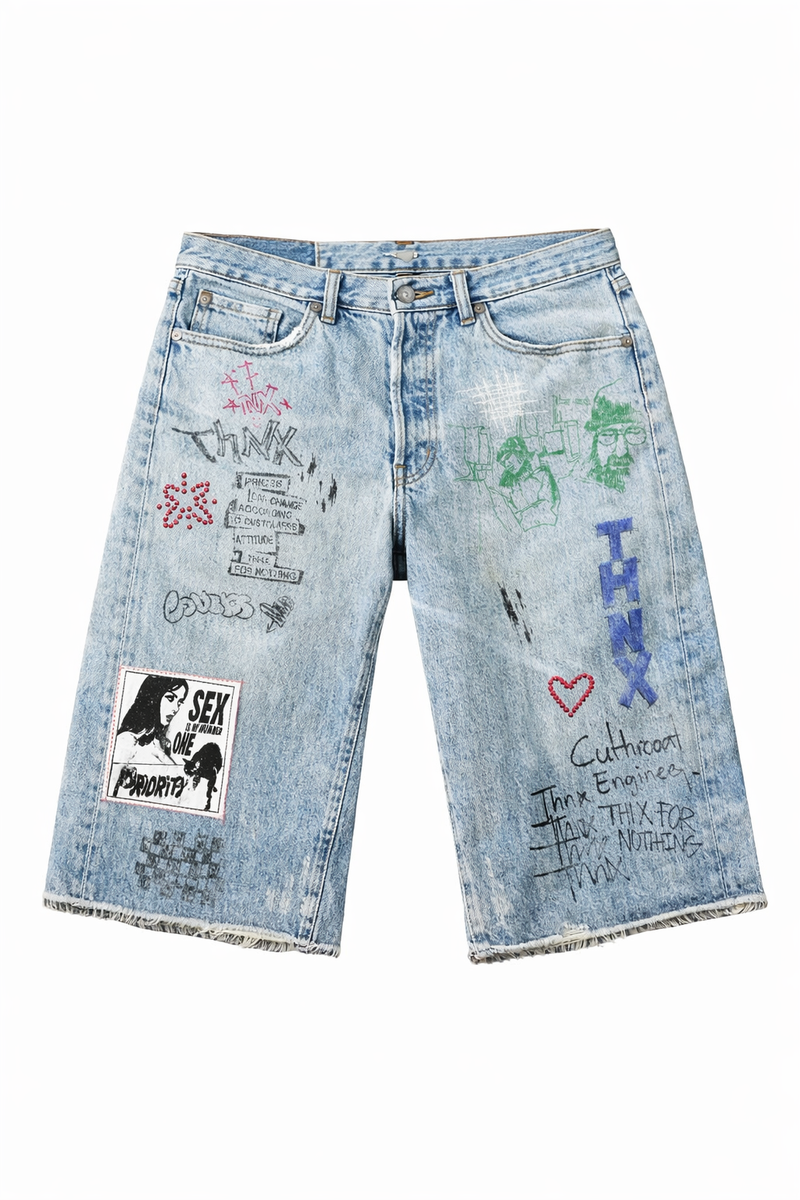 THNX- LOVERS BLUE DENIM JORTS
