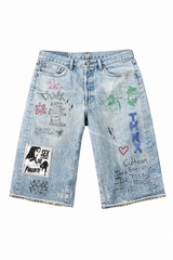 THNX- LOVERS BLUE DENIM JORTS