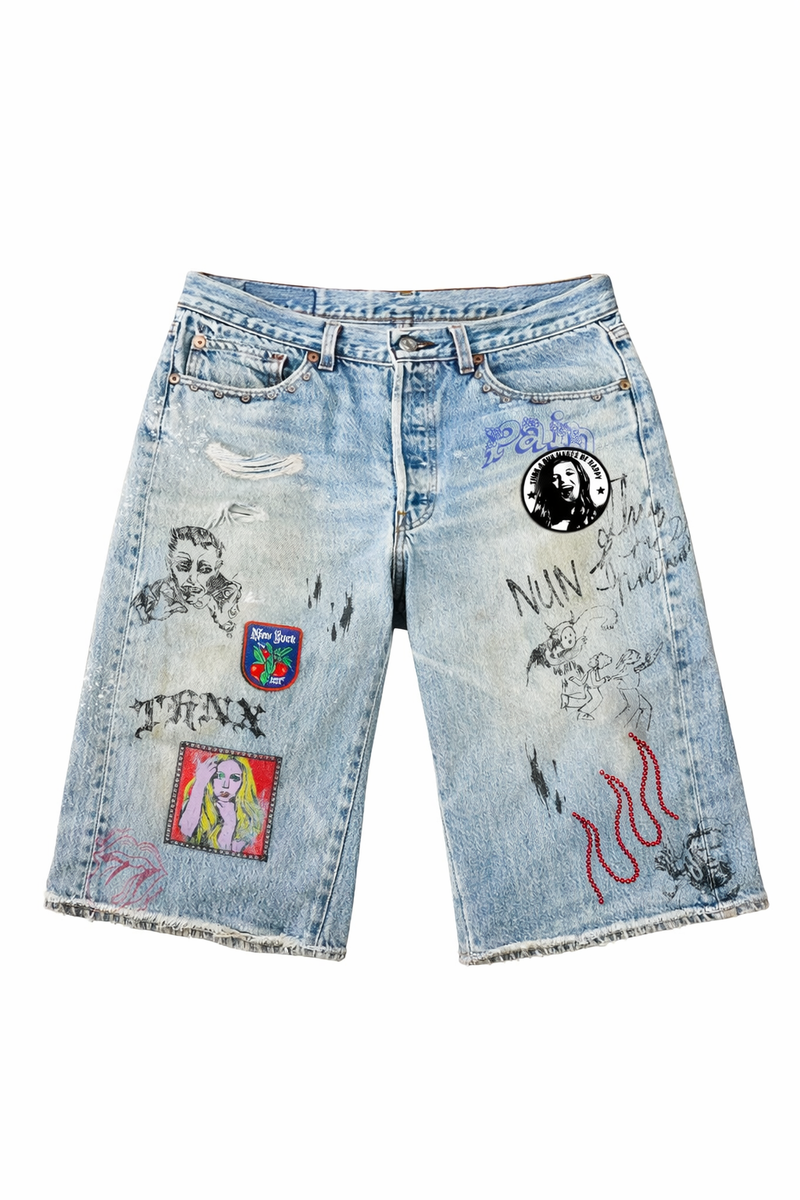 THNX- ANIME BLUE DENIM JORTS