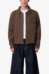 MNML- Raw Hem Denim Jacket - Washed Brown