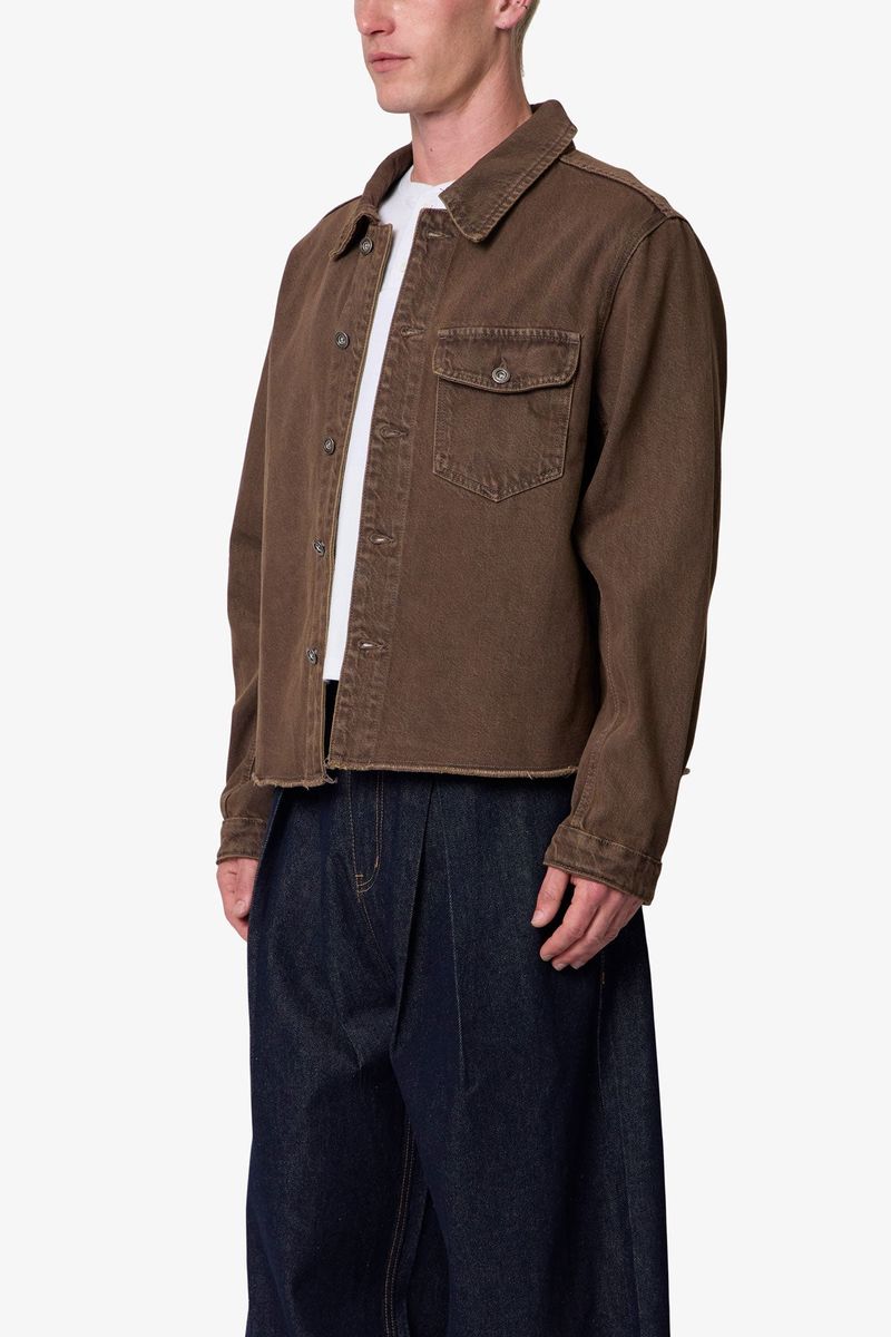 MNML- Raw Hem Denim Jacket - Washed Brown