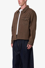 MNML- Raw Hem Denim Jacket - Washed Brown