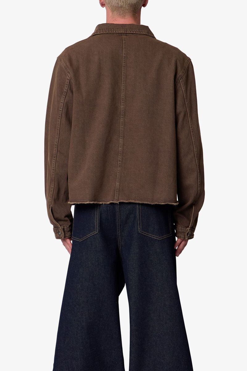 MNML- Raw Hem Denim Jacket - Washed Brown