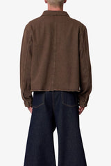 MNML- Raw Hem Denim Jacket - Washed Brown