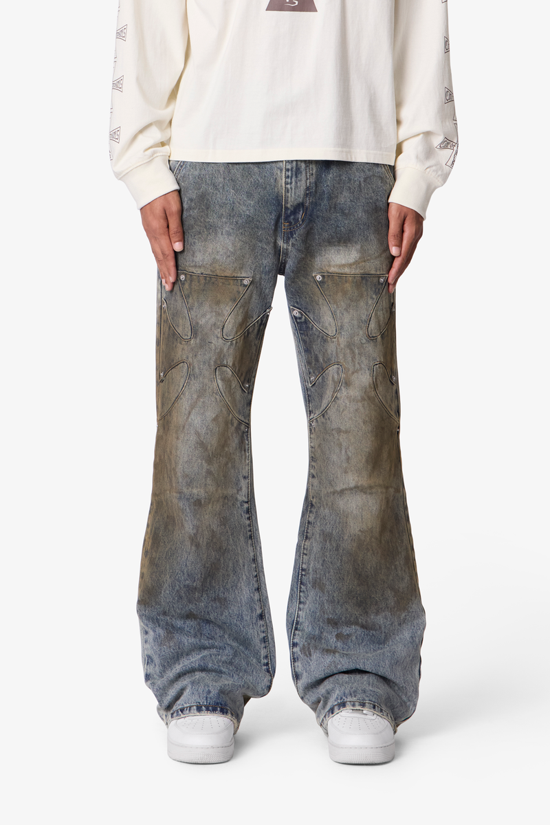 MNML - Oil Stain Iron Cross Denim - Blue