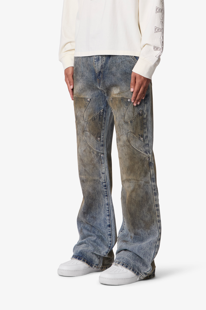 MNML - Oil Stain Iron Cross Denim - Blue