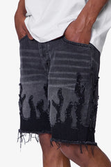 MNML - Flame Denim Shorts - Washed Black