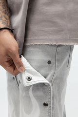 PAPER MONEY - DUAL FLAMES SHORTS GREY