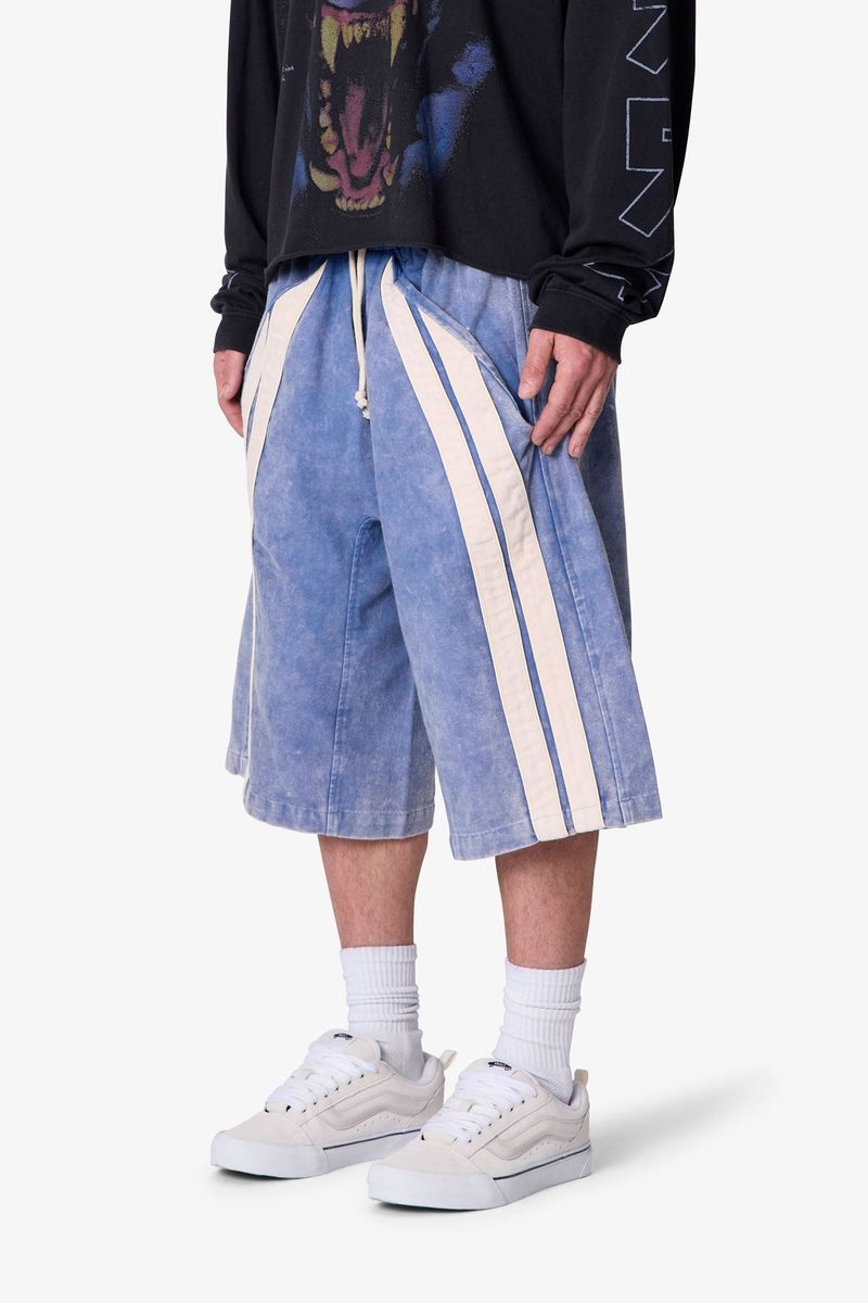 MNML - Ultra Baggy Stripe Twill Shorts - Washed