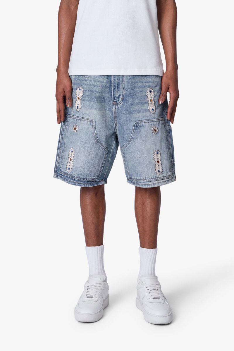 MNML - Western Jewel Denim Shorts - Blue