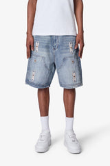 MNML - Western Jewel Denim Shorts - Blue