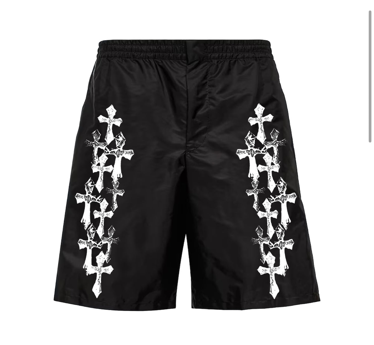 HERON COUTURE - VINTAGE CROSS SHORTS - BLACK/WHITE