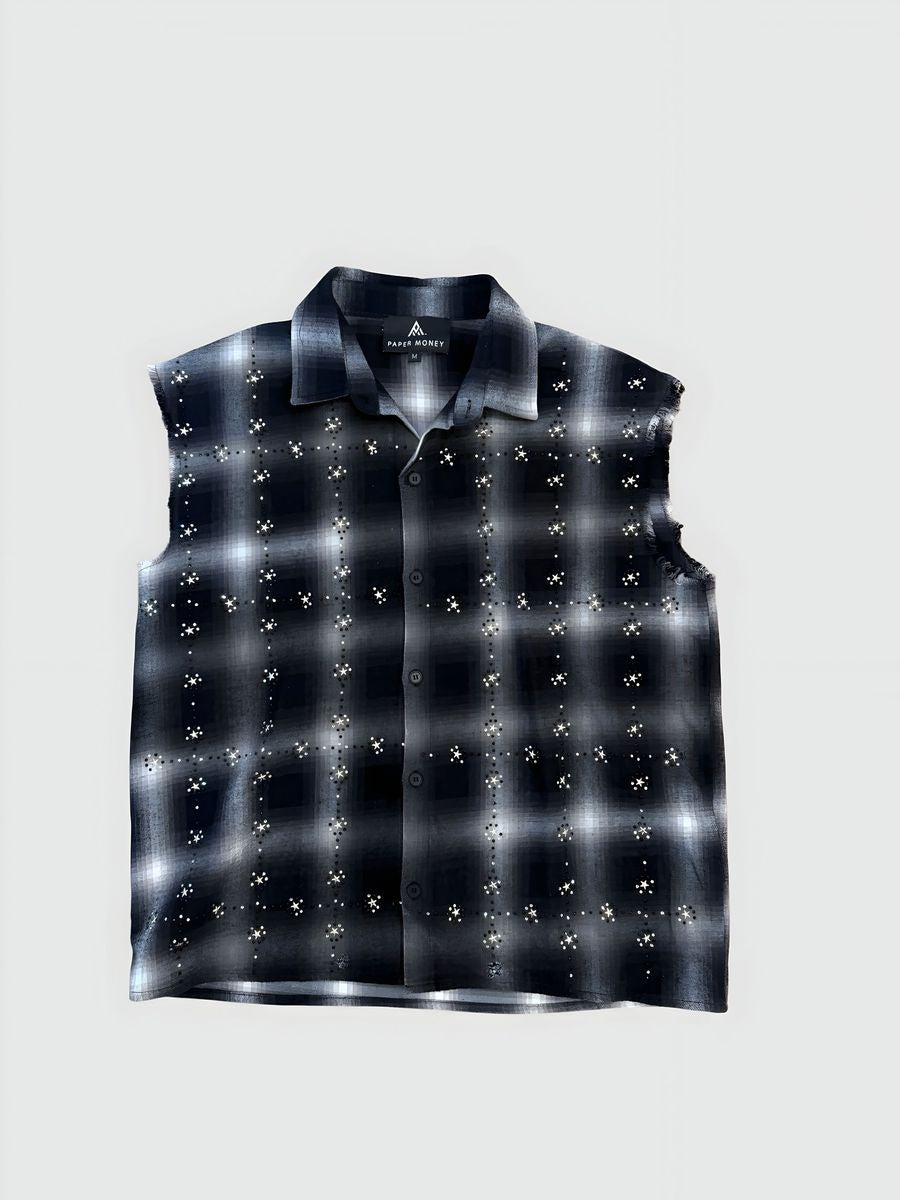 PM - RHINESTONE FLANNEL - BLACK