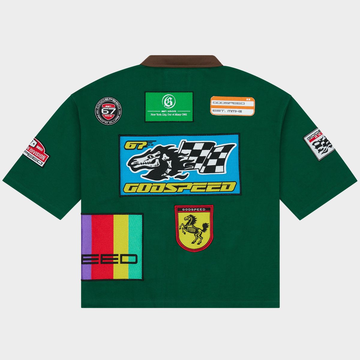GODSPEED - Grc Quarter Zip Short Sleeve Polo (Green Brown)