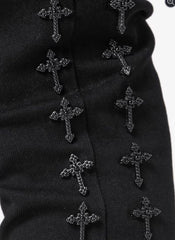 GUAPI - All Black Crosses Embellished Denim