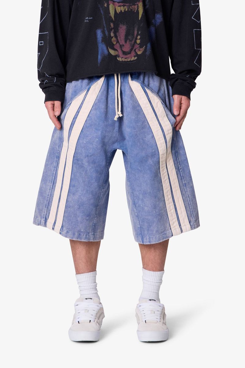 MNML - Ultra Baggy Stripe Twill Shorts - Washed