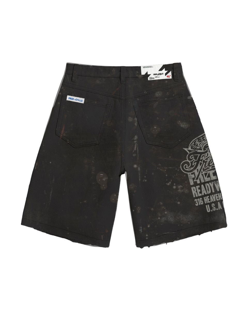 Free Refills - SERVICE GRUNGE CARPENTER SHORTS - BLACK