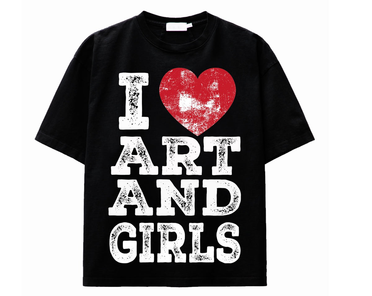 HERON COUTURE - ART &GIRLS T-SHIRT - BLACK