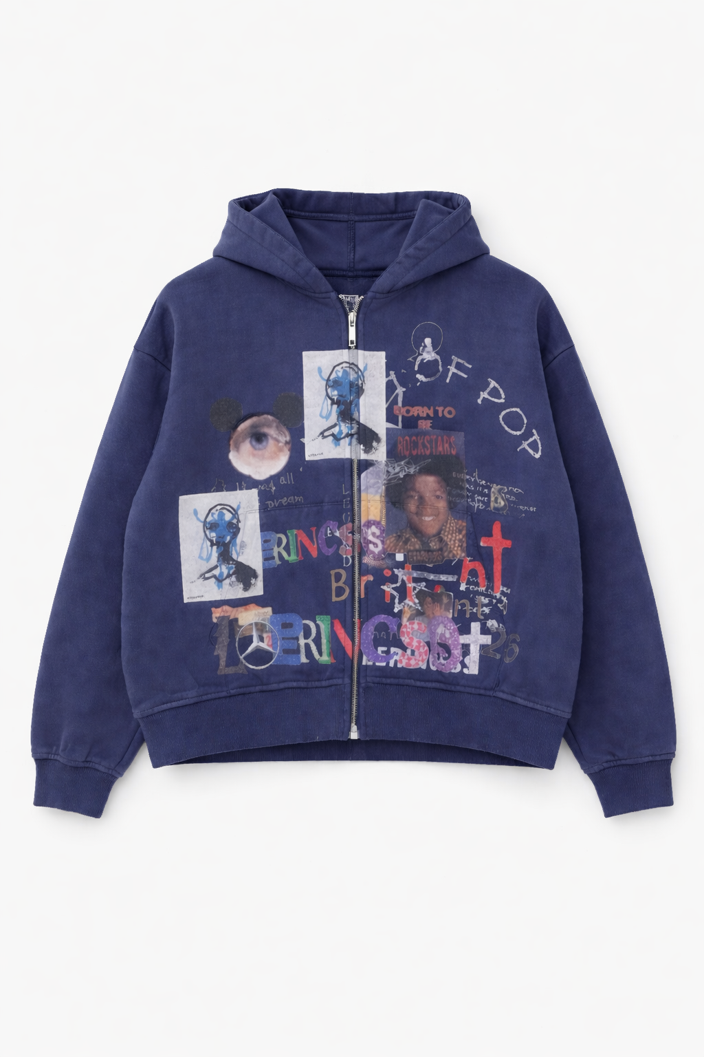 LERINCESS- Crazy vintage blue zip up hoodie