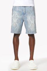 GUAPI - Aqua Blue Embellished Denim Shorts