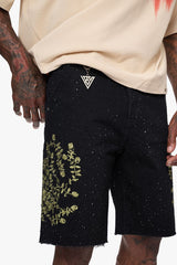 VALABASAS - WRITTEN" DENIM SHORTS BLACK
