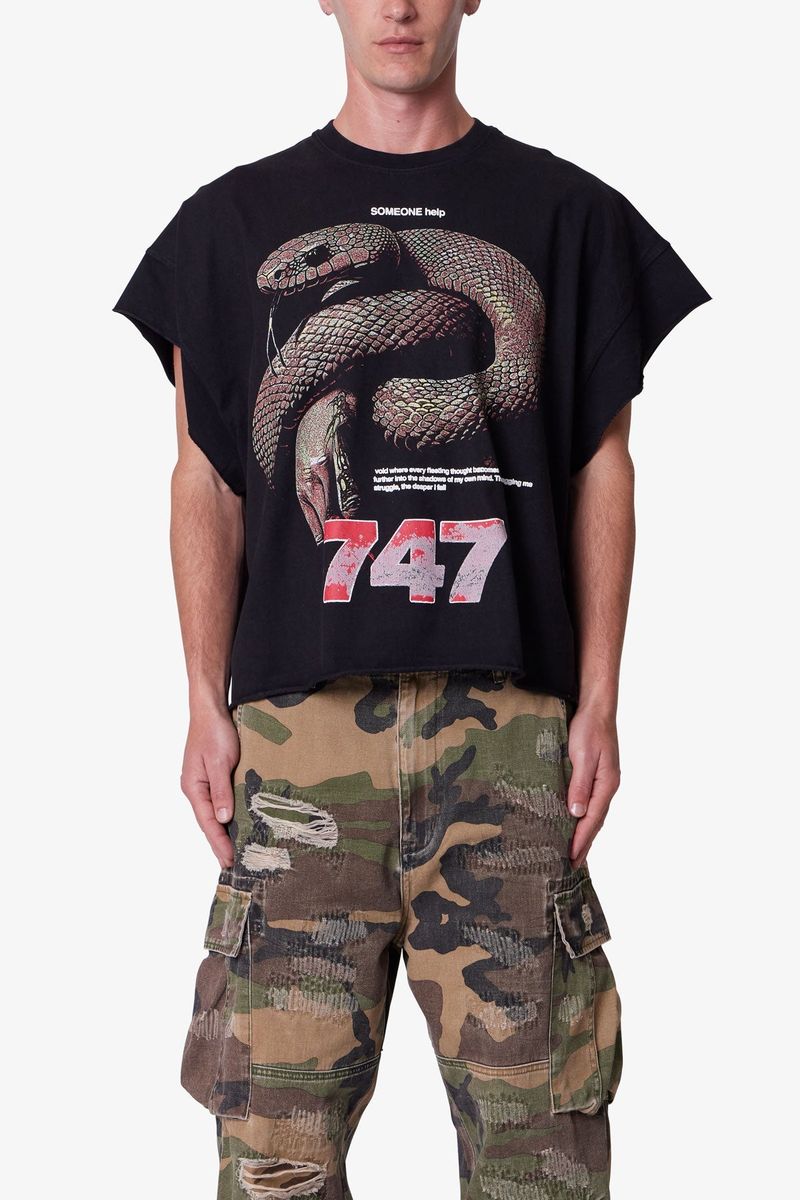 MNML - Snake Cutoff Tee - Vintage Black