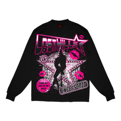 LOST HILLS STAR L/S TEE - BLACK