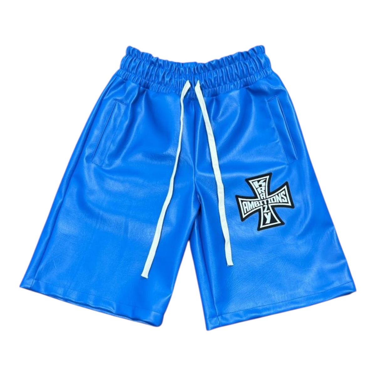KRAZY AMBITIONS - Blue Leather Shorts