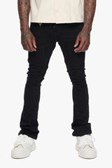 VALABASAS - HEATH" STACKED DENIM - JET BLACK