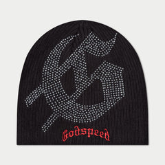 GOD SPEED - STUDDED Beanie (RED BLACK)