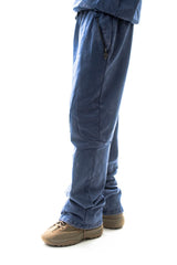 UNKNOWN- Garment-dyed heavyweight cotton fleece sweatpants- Blue