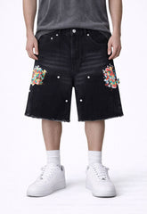 UNDEVELOPED - AZUL SPLIT PAINTERS SHORTS - BLACK