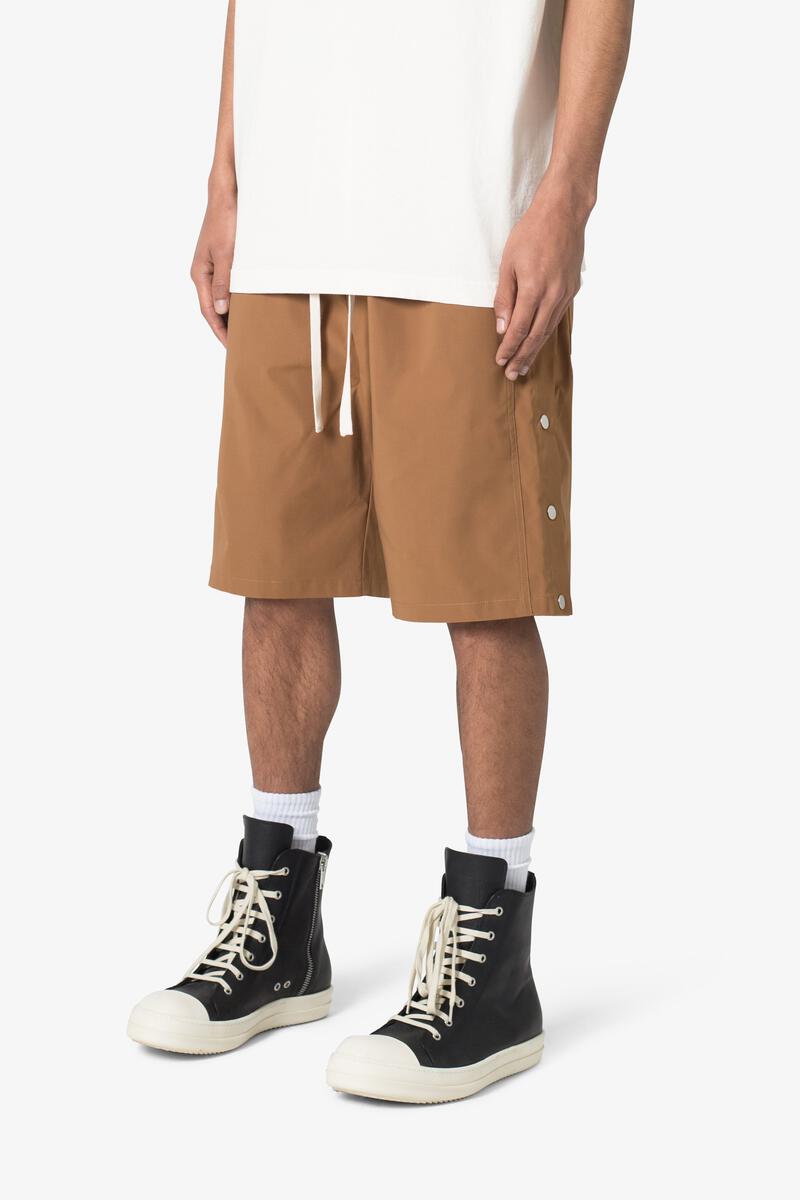 MNML - Side Snap Nylon Shorts - Brown