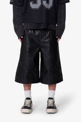 MNML - Ultra Baggy Leather Flame Shorts