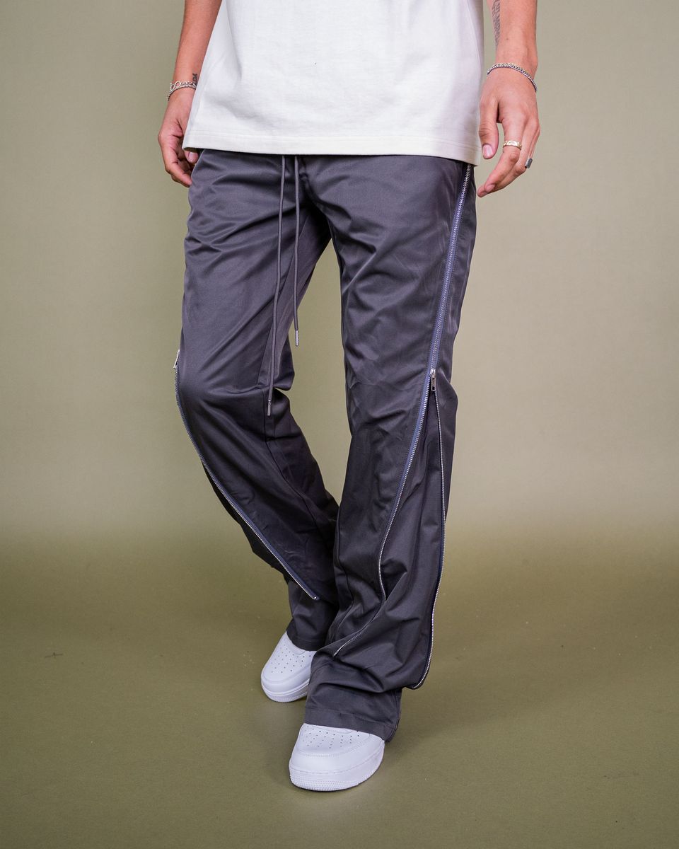 EPTM - NYLON ZIP FLARED PANTS - GREY