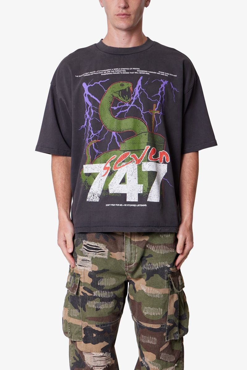 MNML - Snake 747 Printed Tee - Washed Black