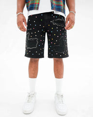 PREME - RIP AND REPAIR W/ MULTI COLORED GEMS - BLACK