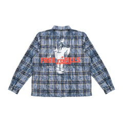 FREE - FR CROPPED FLANNEL BLUE