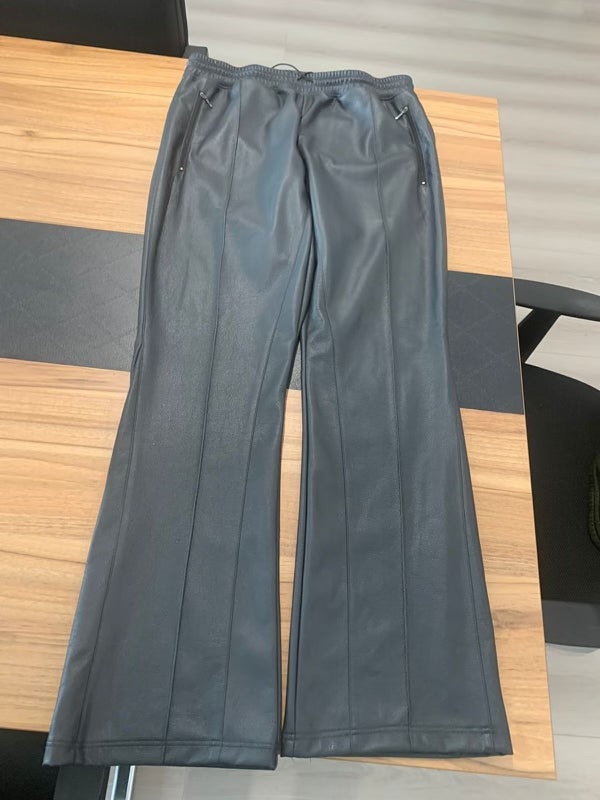 REAL ONES FLARED LEATHER JOGGER - CHARCOAL