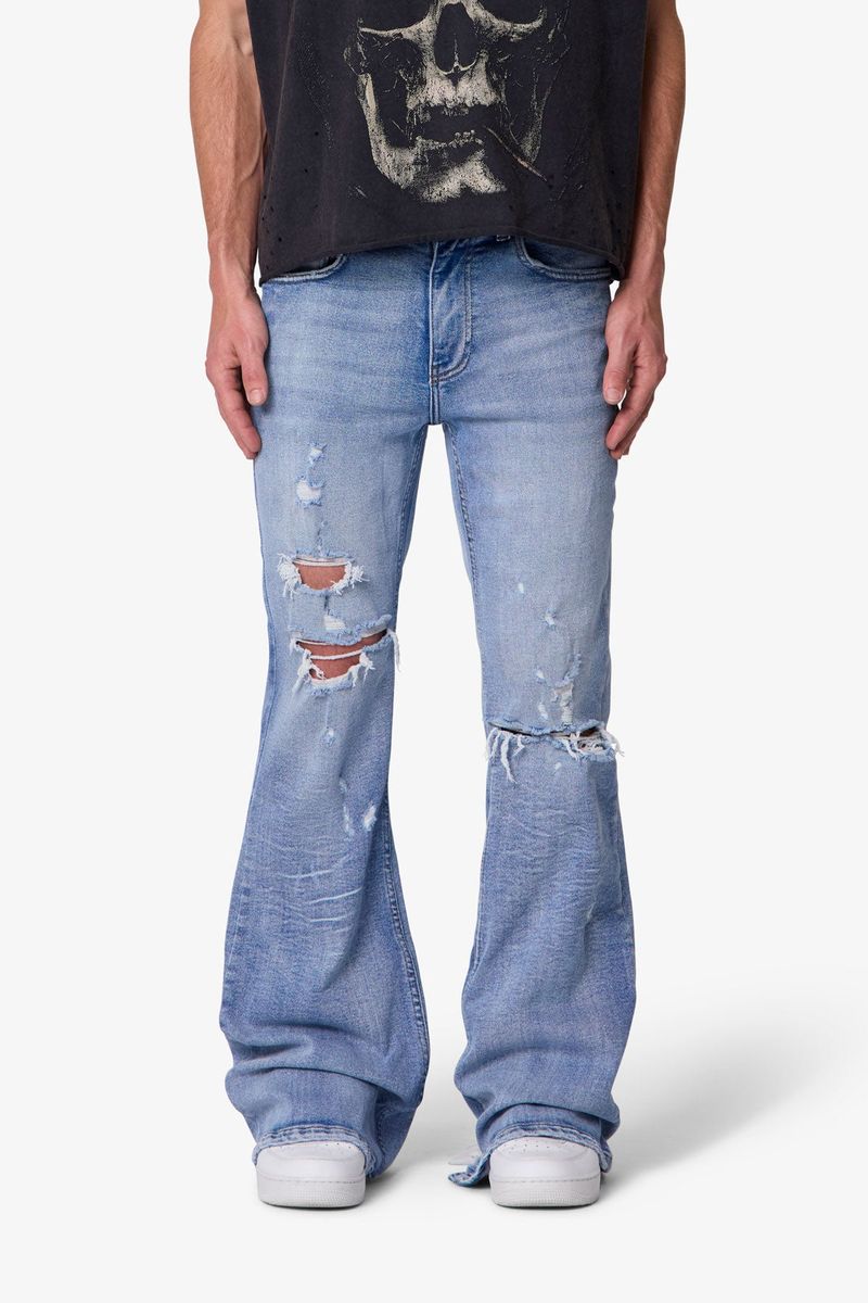 MNML - Distressed Super Flare Denim - Blue
