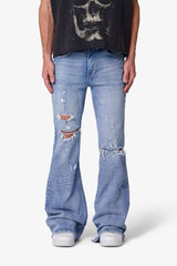 MNML - Distressed Super Flare Denim - Blue