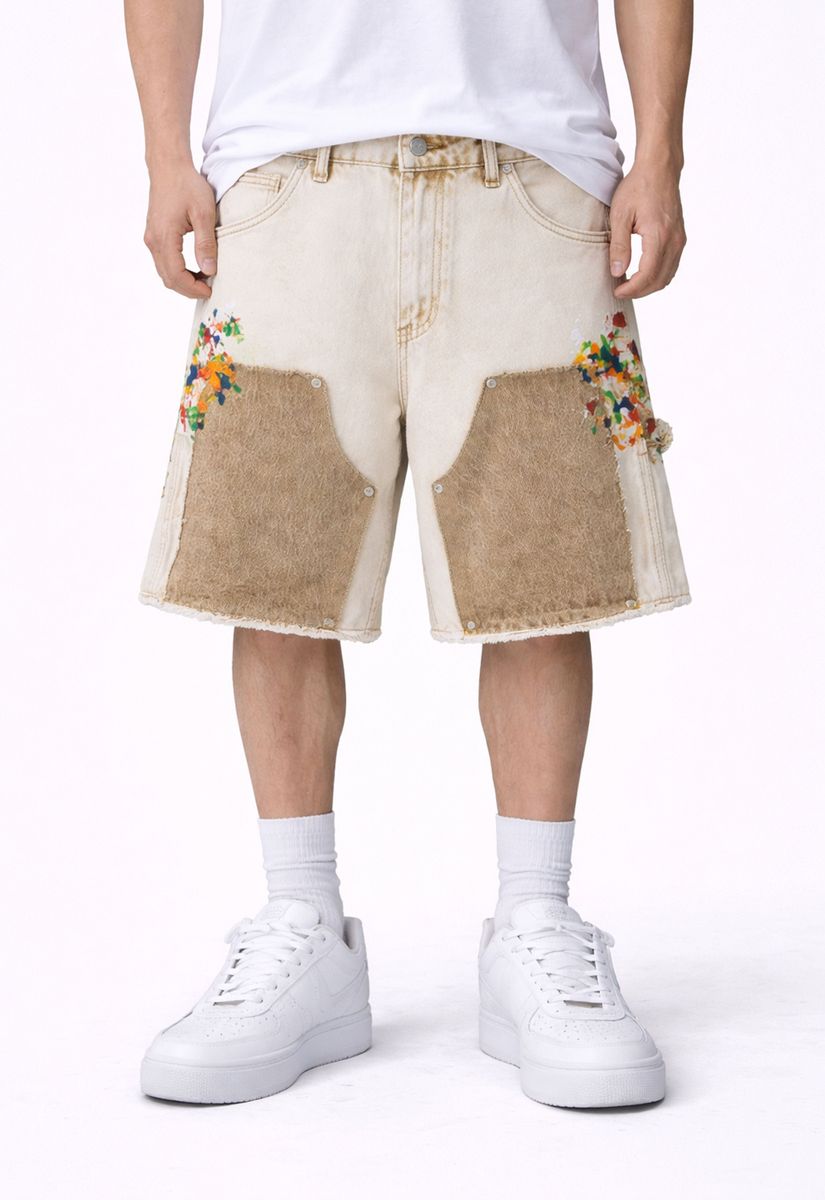 UNDEVELOPED - AZUL SPLIT PAINTERS SHORTS - KHAKI