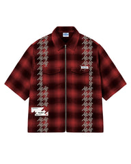 FREE REFILLS- STUDDED SHADOW PLAID ZIP - RED