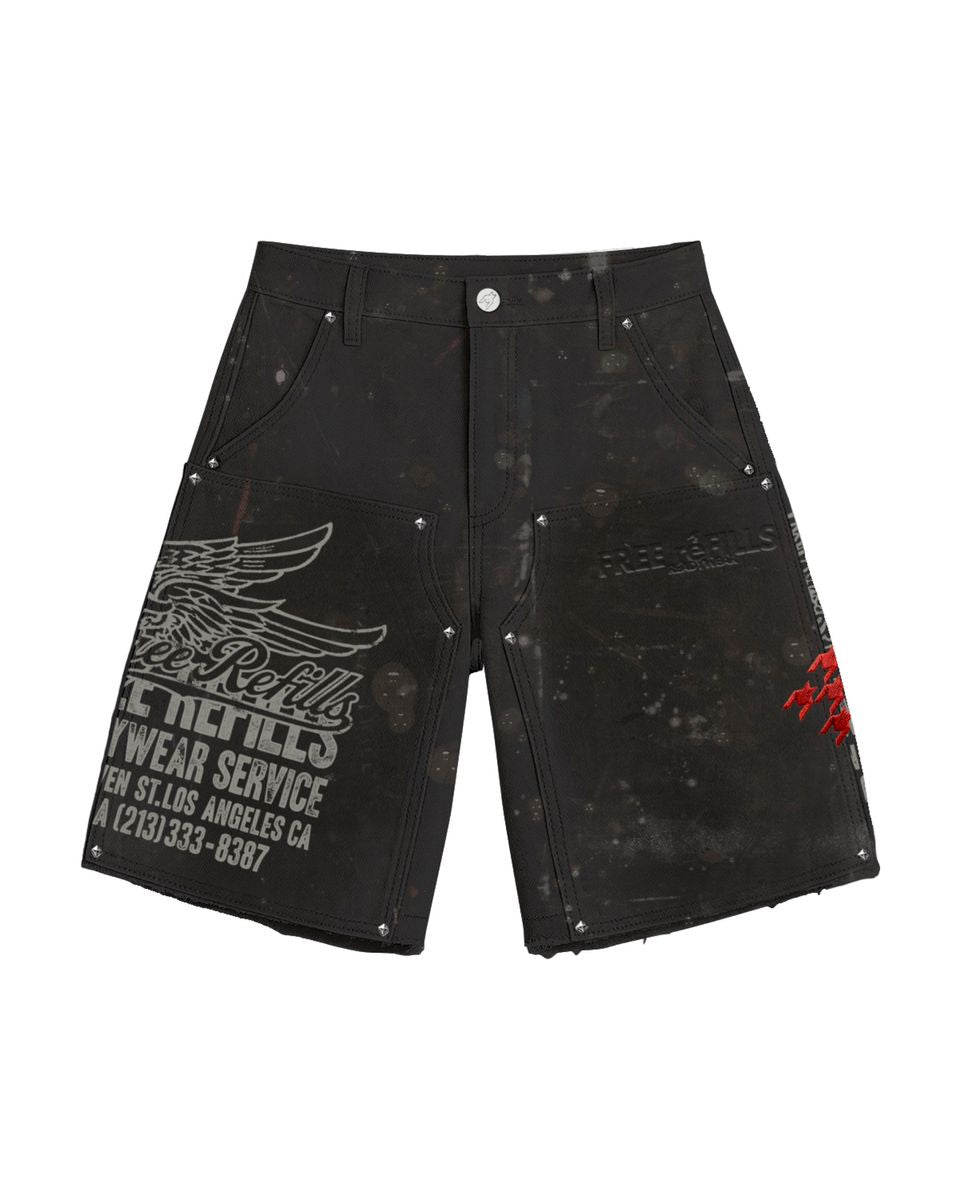 Free Refills - SERVICE GRUNGE CARPENTER SHORTS - BLACK