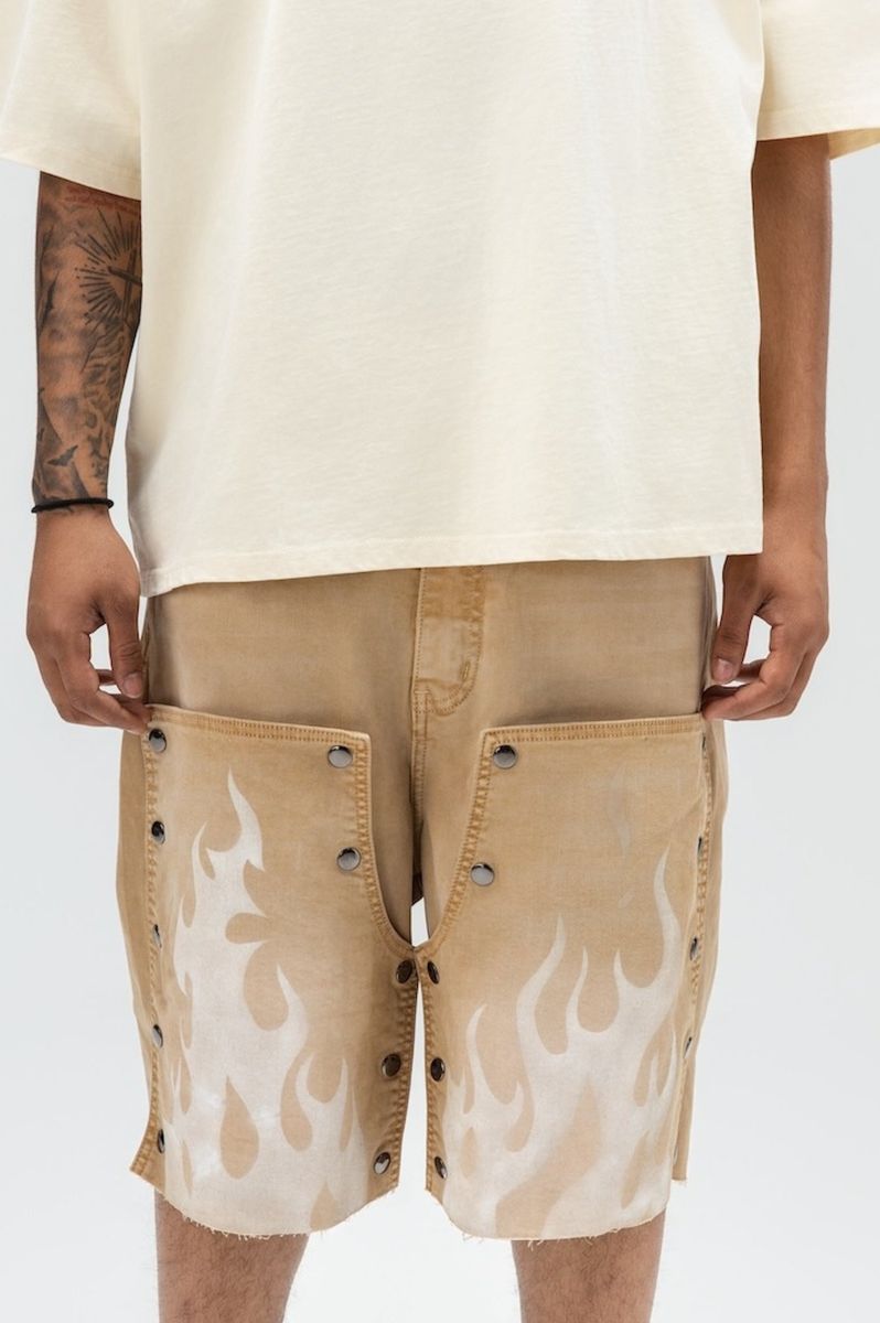 PAPER MONEY - DUAL FLAMES SHORTS TAN