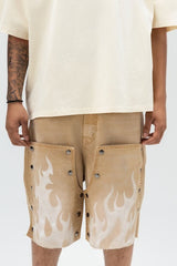 PAPER MONEY - DUAL FLAMES SHORTS TAN