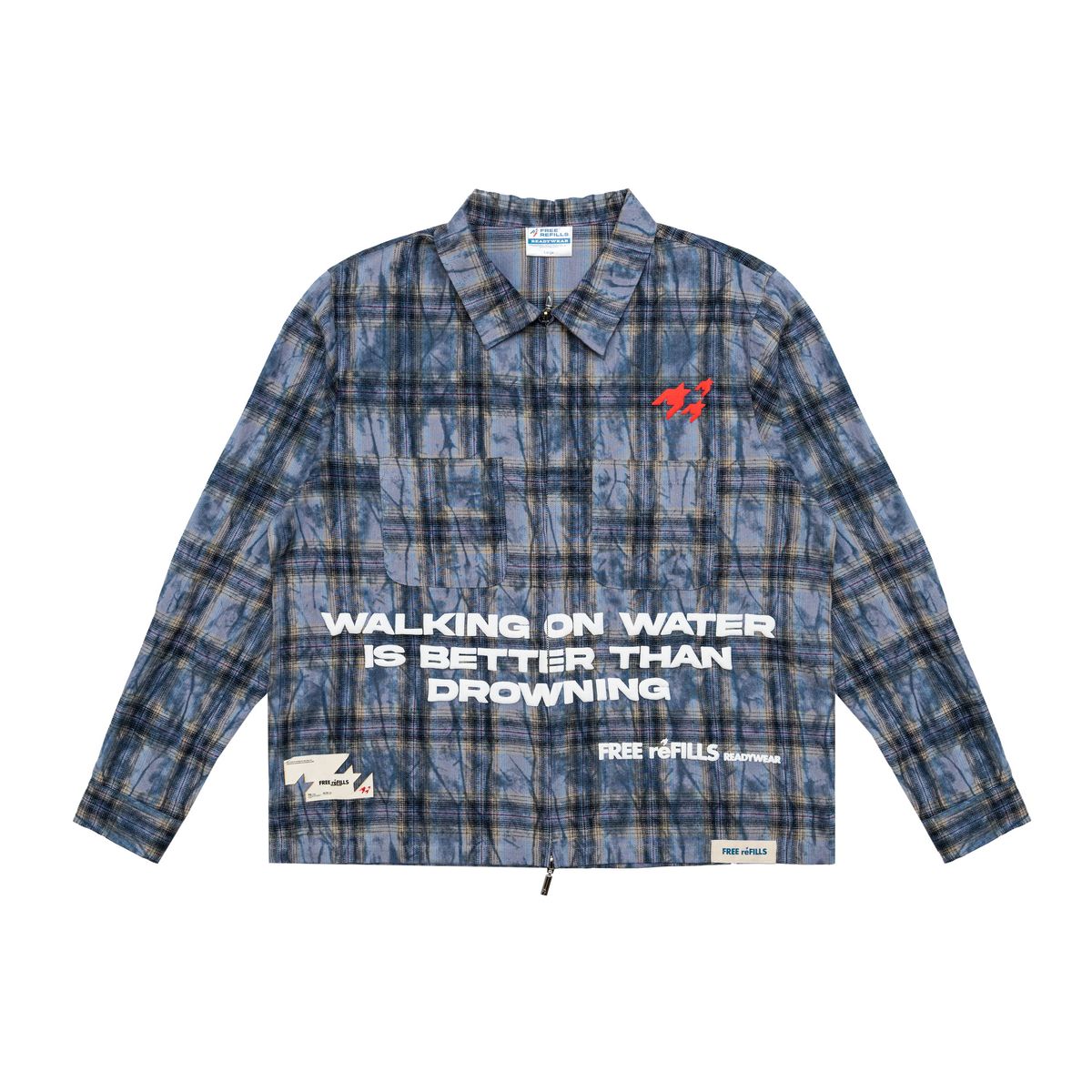 FREE - FR CROPPED FLANNEL BLUE